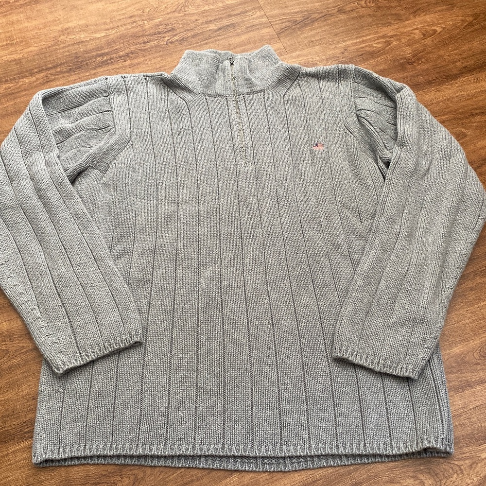 VTG Polo Ralph Lauren Gray Thick Knit Sweater XXL